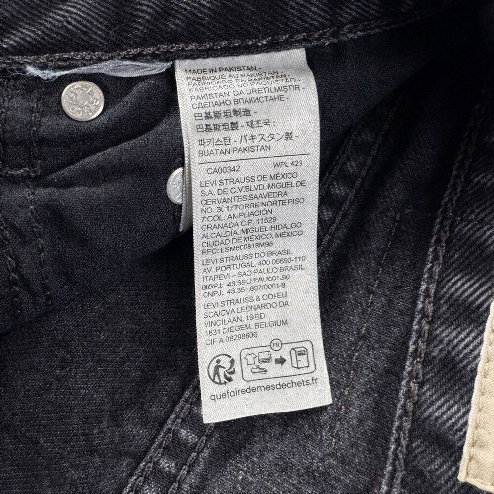 Levis Premium Baggy Dad Jeans Womens 25 (27x27) Black Wide Leg 100% Cotton - Picture 7 of 7